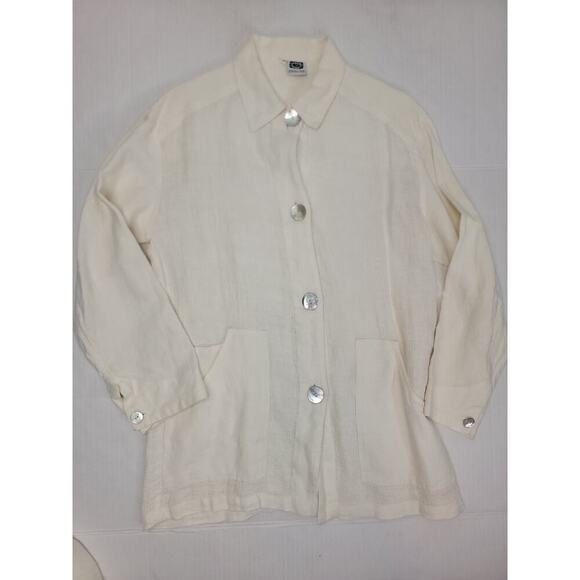 Johnny Was Collection Linen Set SZ Small Blouse And Pants Set Ivory Lagenlook - Picture 3 of 16
